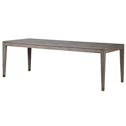 Mireda Square Dining Table in oak with brass inlay details, perfect for adding a modern yet retro touch to your dining area