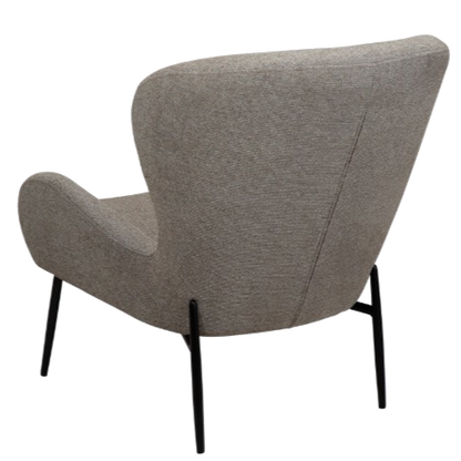 DONNA pebble earth bouclé lounge chair with curved backrest and black legs from AK Interior Living