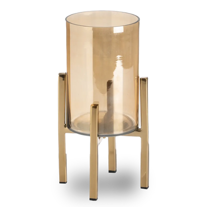 Julia gold glass-metal candle holder, compact luxury design