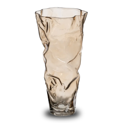 Shannon brown glass vase with a unique distorted design for home decor