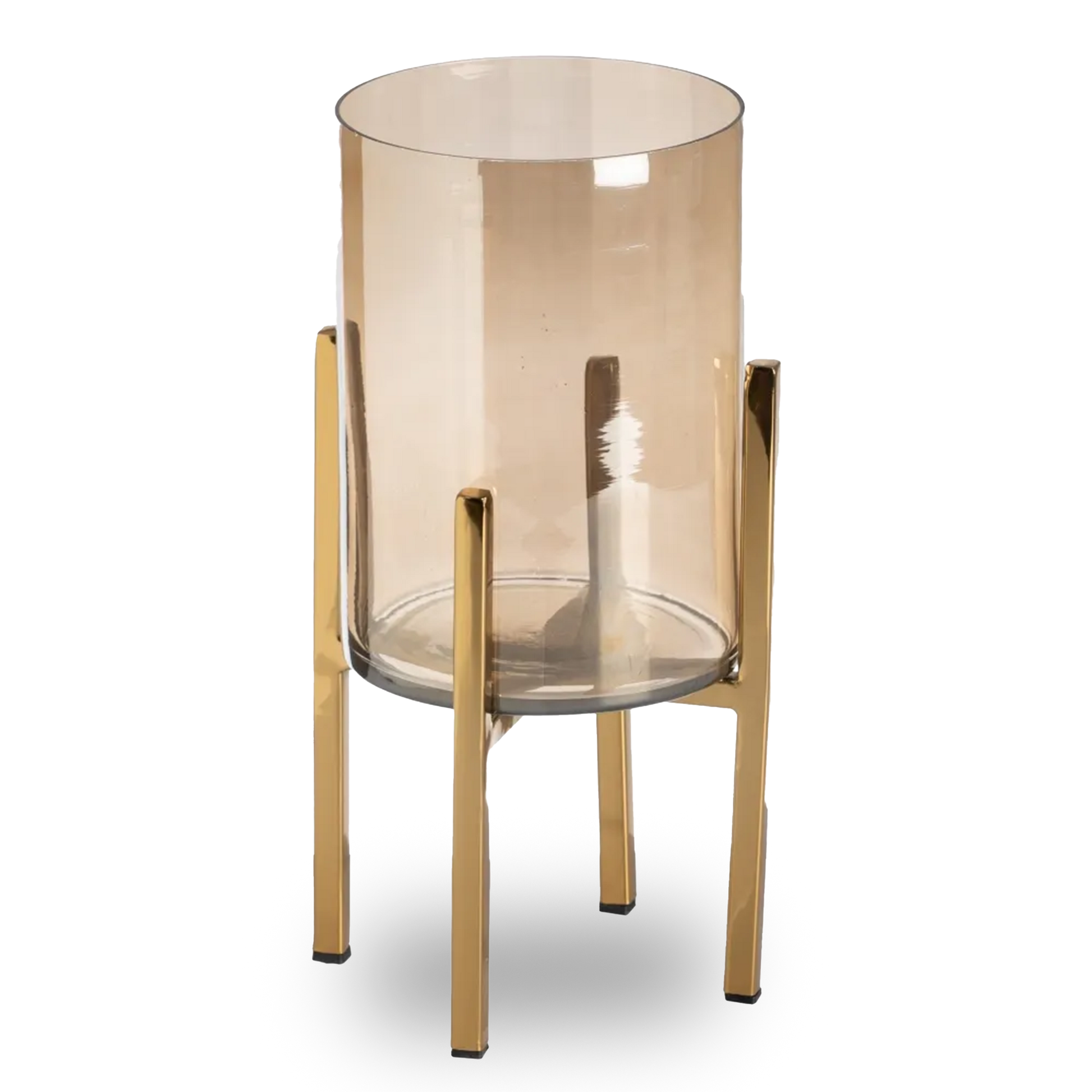 Valeria gold glass-metal candle holder with sleek modern design