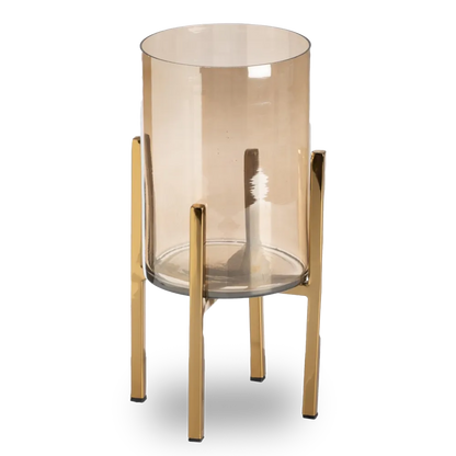 Valeria gold glass-metal candle holder with sleek modern design