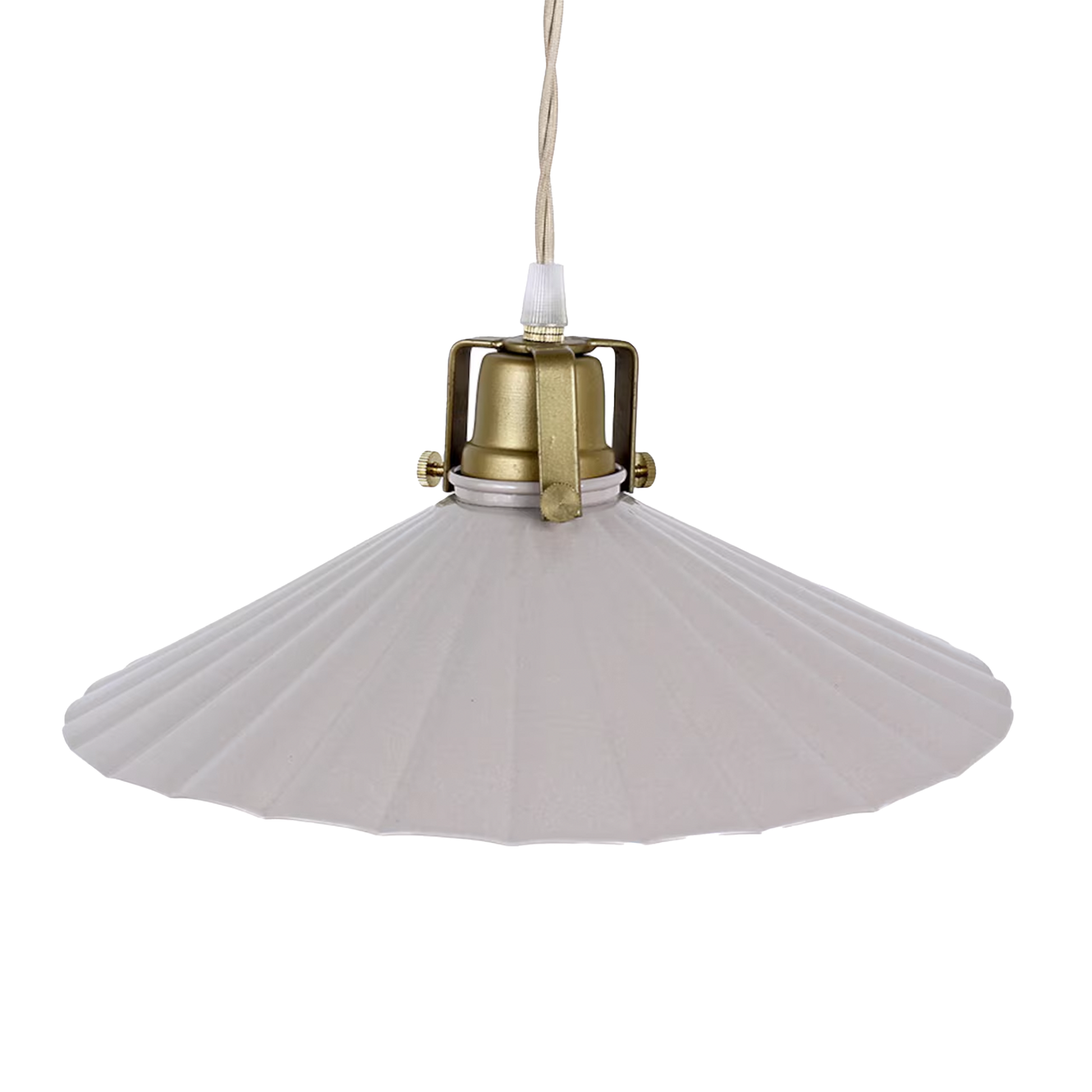 Valentina Pendant Lamp in Soft Beige – iron pendant with minimalist pleated shade for ambient lighting