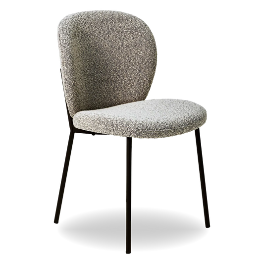 MARA dining chair with bouclé fabric and black metal legs