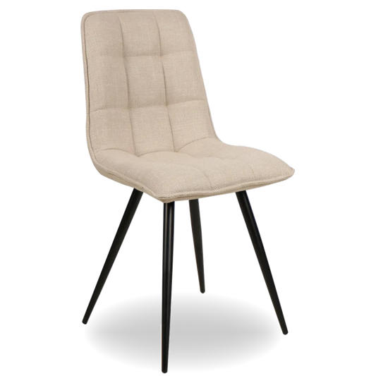 POND dining chair with stitched fabric seat and black metal legs