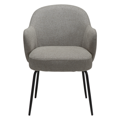 ARI dining chair in Pebble Earth boucle with curved arms and black metal legs by AK Interior Living