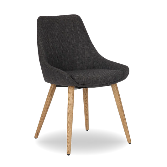 RUSO dining chair with fabric seat and dark oak wood legs