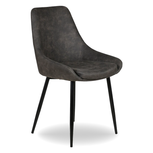 NESS suede-effect dining chair with curved back and black metal legs