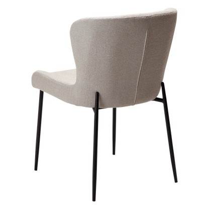DINA dining chair in cashmere boucle with sculpted backrest and black legs by AK Interior Living

