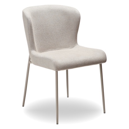 ANNA dining chair in cashmere bouclé fabric with curved back and matching cashmere legs by AK Interior Living

