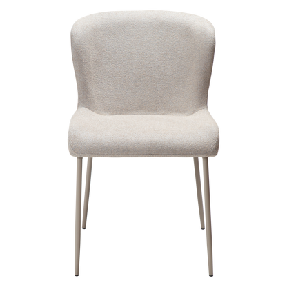 ANNA dining chair in cashmere bouclé fabric with curved back and matching cashmere legs by AK Interior Living

