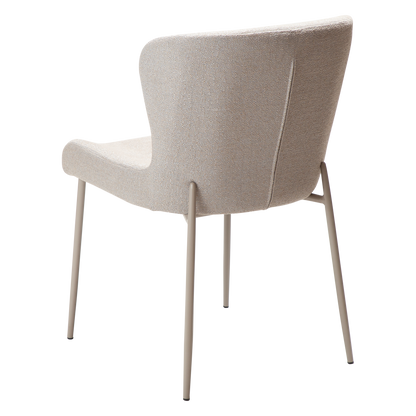 ANNA dining chair in cashmere bouclé fabric with curved back and matching cashmere legs by AK Interior Living

