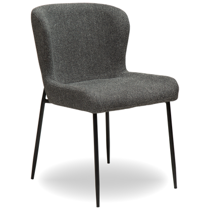 NORA pebble grey bouclé dining chair with black extended legs and curved seat by AK Interior Living