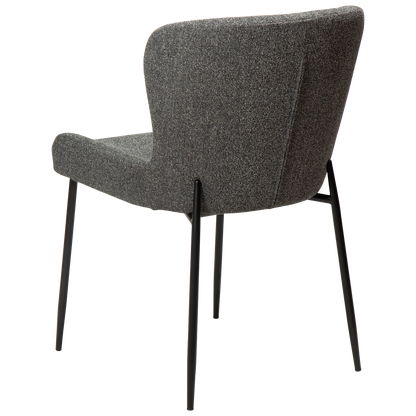 NORA pebble grey bouclé dining chair with black extended legs and curved seat by AK Interior Living