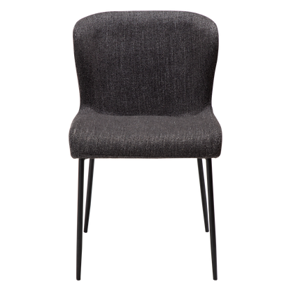 MORGAN raven black bouclé dining chair with black extended legs and softly curved seat by AK Interior Living