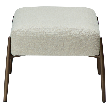 SALMA bone white bouclé footstool with antique brass legs from AK Interior Living