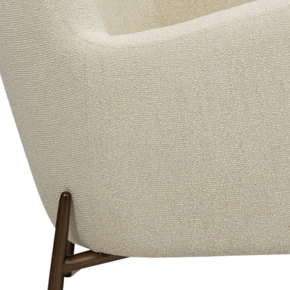 SALMA bone white bouclé wingback lounge chair with brass legs from AK Interior Living