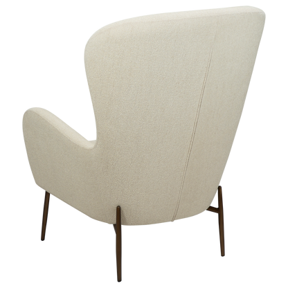 SALMA bone white bouclé wingback lounge chair with brass legs from AK Interior Living