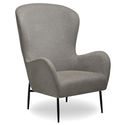 INDIA pebble earth bouclé high-back lounge chair with black metal legs by AK Interior Living