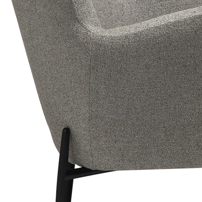 INDIA pebble earth bouclé high-back lounge chair with black metal legs by AK Interior Living