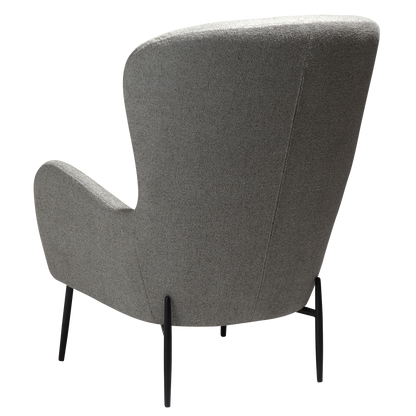 INDIA pebble earth bouclé high-back lounge chair with black metal legs by AK Interior Living