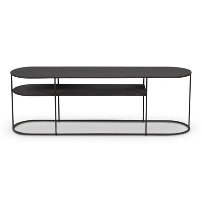 MAEVE black metal coffee table with lower shelf, ideal for contemporary living room settings