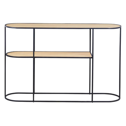 FIA console table with natural oak top and black metal frame, minimalist hallway furniture
