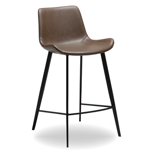 CAL counter stool in Major brown faux leather with black legs – AK Interior Living