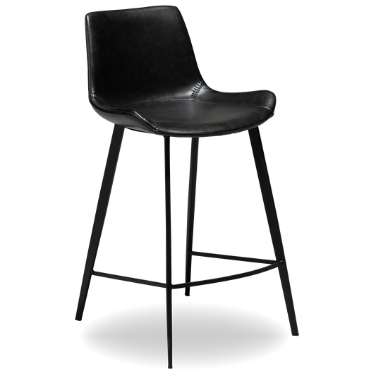 DANI counter stool in vintage black faux leather with black legs – AK Interior Living