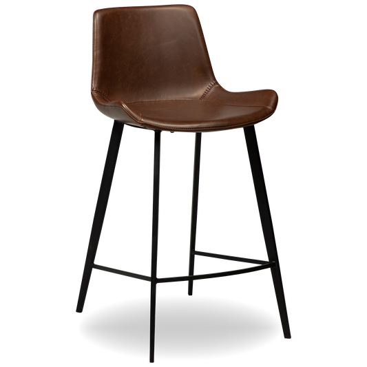DASHA counter stool in vintage cocoa faux leather with black legs – AK Interior Living