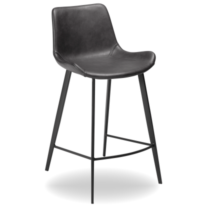 HUGH counter stool in vintage grey artificial leather with black legs – AK Interior Living