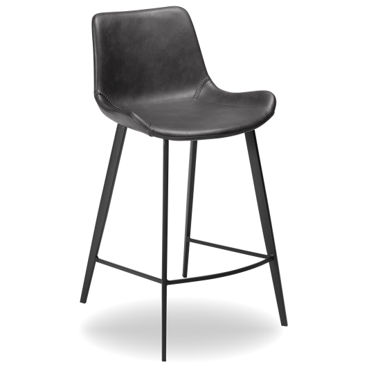 HUGH counter stool in vintage grey artificial leather with black legs – AK Interior Living