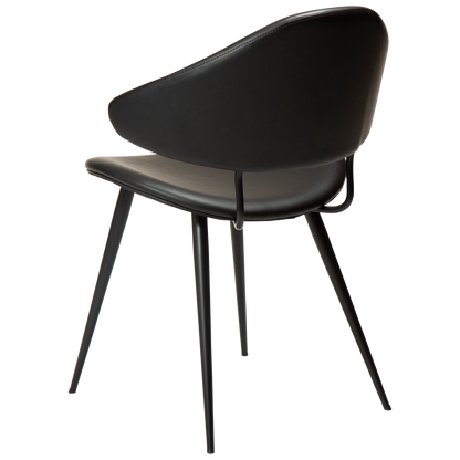 ANT leather dining chair with pointed backrest and black conical legs from AK Interior Living