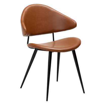 ANT leather dining chair with pointed backrest and black conical legs from AK Interior Living