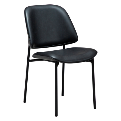UMA leather dining chair with curved seat and black legs from AK Interior Living