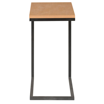 Clara natural C-shaped sofa side table with wood top and black metal base – AK Interior Living