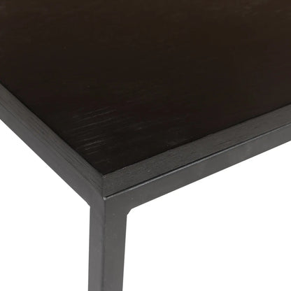 Pia C-shaped black side table with minimalist design and wooden top – AK Interior Living