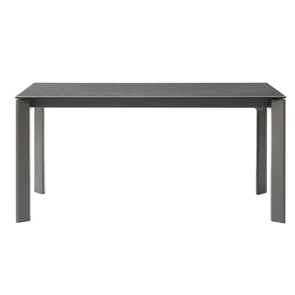 Andrés 160 cm Black Ceramic Dining Table with Extension Leaf and matte grey frame